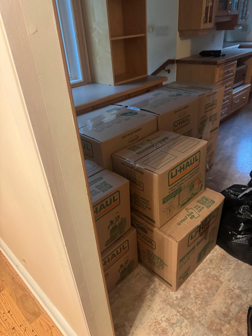 Packed belongings ready for their next destination.