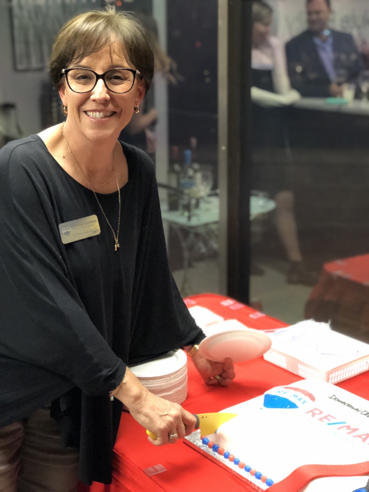 Joanne Goneau at the grand opening of the downtown office